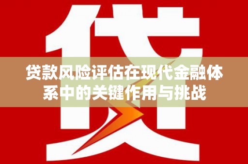 文峰贷款风险评估在现代金融体系中的关键作用与挑战