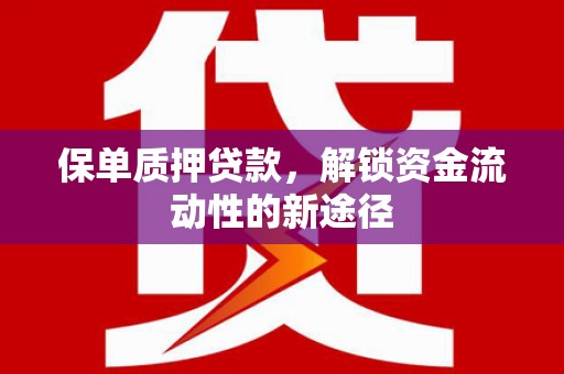 文峰保单质押贷款，解锁资金流动性的新途径