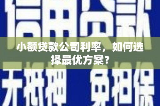 文峰小额贷款公司利率，如何选择最优方案？
