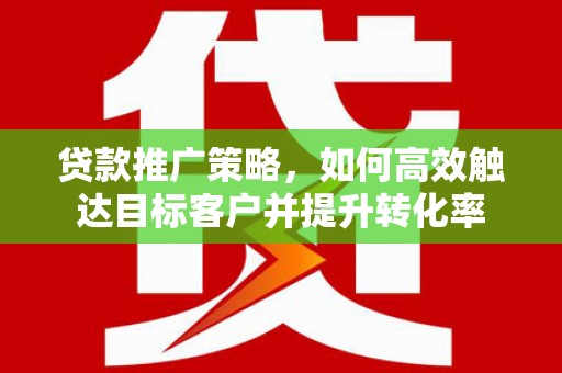 文峰贷款推广策略，如何高效触达目标客户并提升转化率