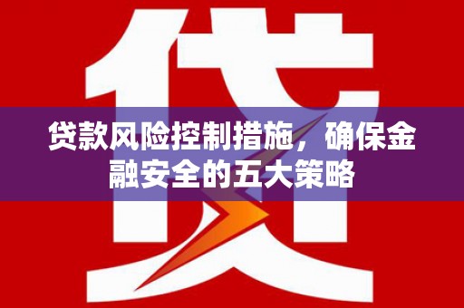 文峰贷款风险控制措施，确保金融安全的五大策略