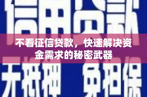 文峰不看征信贷款，快速解决资金需求的秘密武器