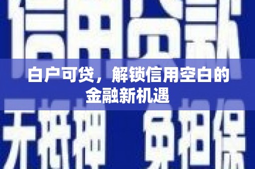文峰白户可贷，解锁信用空白的金融新机遇