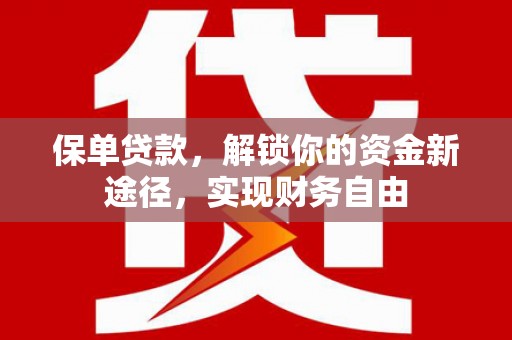 文峰保单贷款，解锁你的资金新途径，实现财务自由